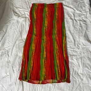 Long Skirt with Small Slits Up Ends — Multi Color, Stretch Waistband
